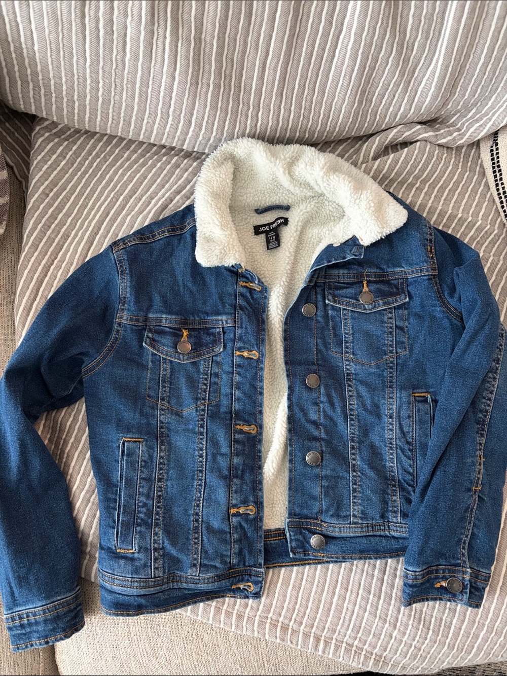 Kids Joe Fresh Blue Denim Sherpa-Lined Jacket - sz 10-12 L